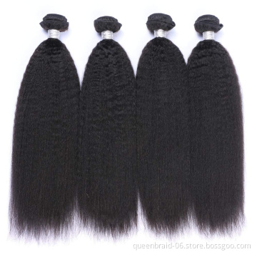 Brazilian Kinky Straight Human Hair Bundles 100% Unprocessed Human Hair Extension Yaki Hair Weave Bundles Natural Color